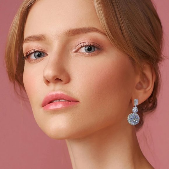 Certified 12ct. t.w. Moissanite Diamond Drop Earrings NEW - Picture 3 of 10